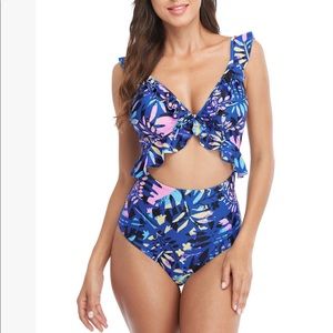 Charmo Ruffle Cut Out One Piece Swimsuit NWT